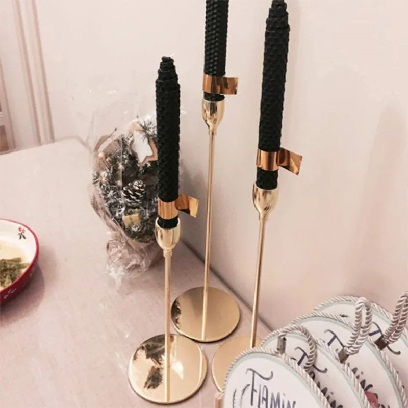 3Pcs/Set Metal Candle Holders Simple Golden Decoration Living Room