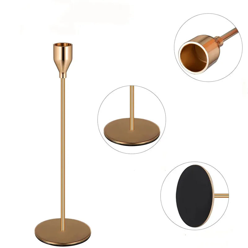3Pcs/Set Metal Candle Holders Simple Golden Decoration Living Room