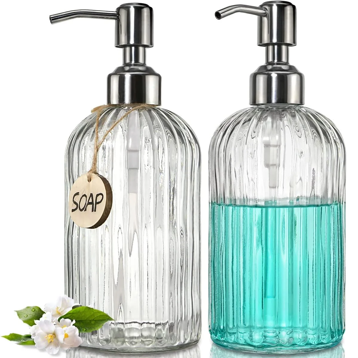 1pcs 400ml Glass Soap Dispenser Refillable Hand Soap Dispenser Premium Bathroom Soap Dispenser