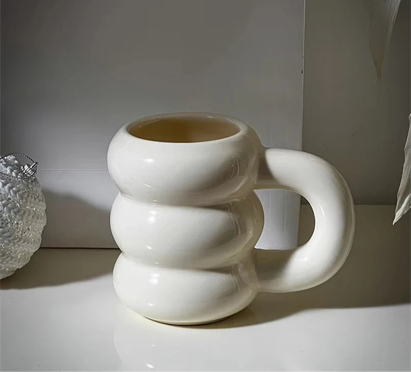 Cute Donut Ceramic Mug With Handle Nordic Style Coffee Cup