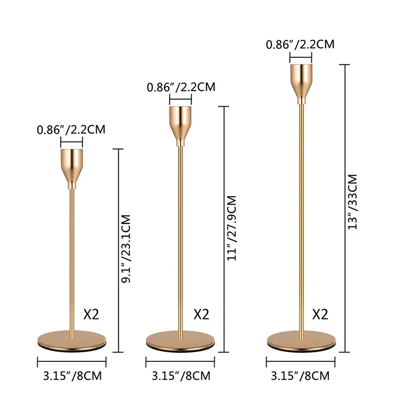3Pcs/Set Metal Candle Holders Simple Golden Decoration Living Room