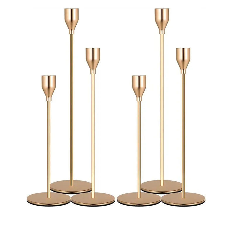 3Pcs/Set Metal Candle Holders Simple Golden Decoration Living Room