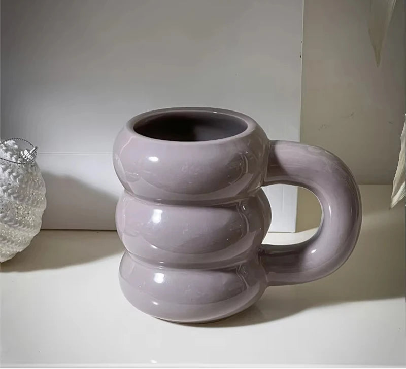 Cute Donut Ceramic Mug With Handle Nordic Style Coffee Cup