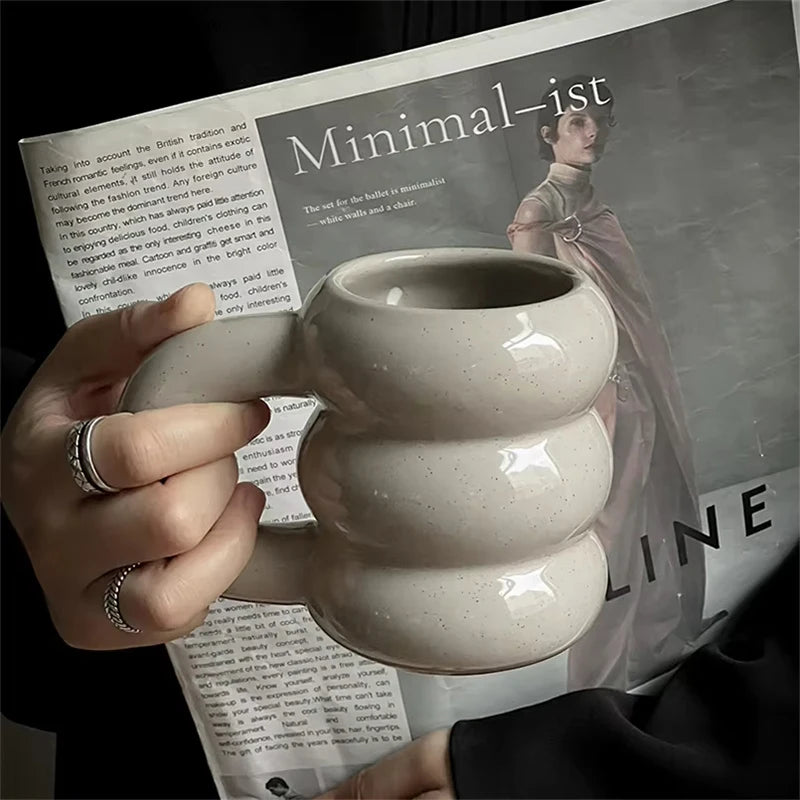 Cute Donut Ceramic Mug With Handle Nordic Style Coffee Cup