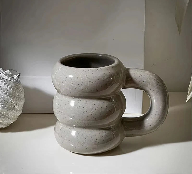 Cute Donut Ceramic Mug With Handle Nordic Style Coffee Cup