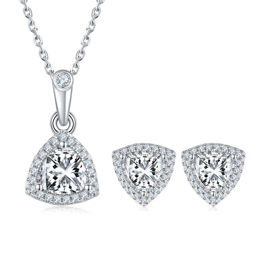 Triangle White Zircon Pendant Combo