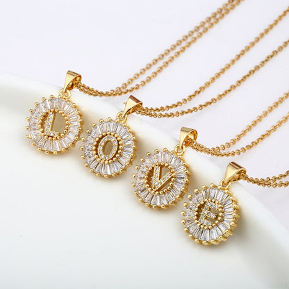 Initial Letter Pendant 26 Letters Charm Name Necklace