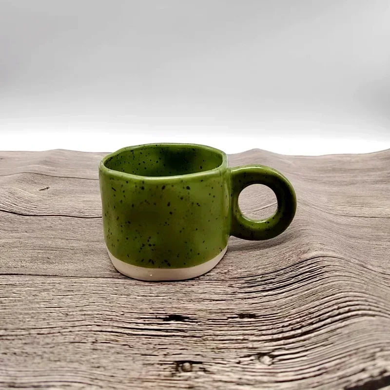 Ceramic Mug Ring Handle Irregular Modern Print Porcelain InsStyle coffee Mug