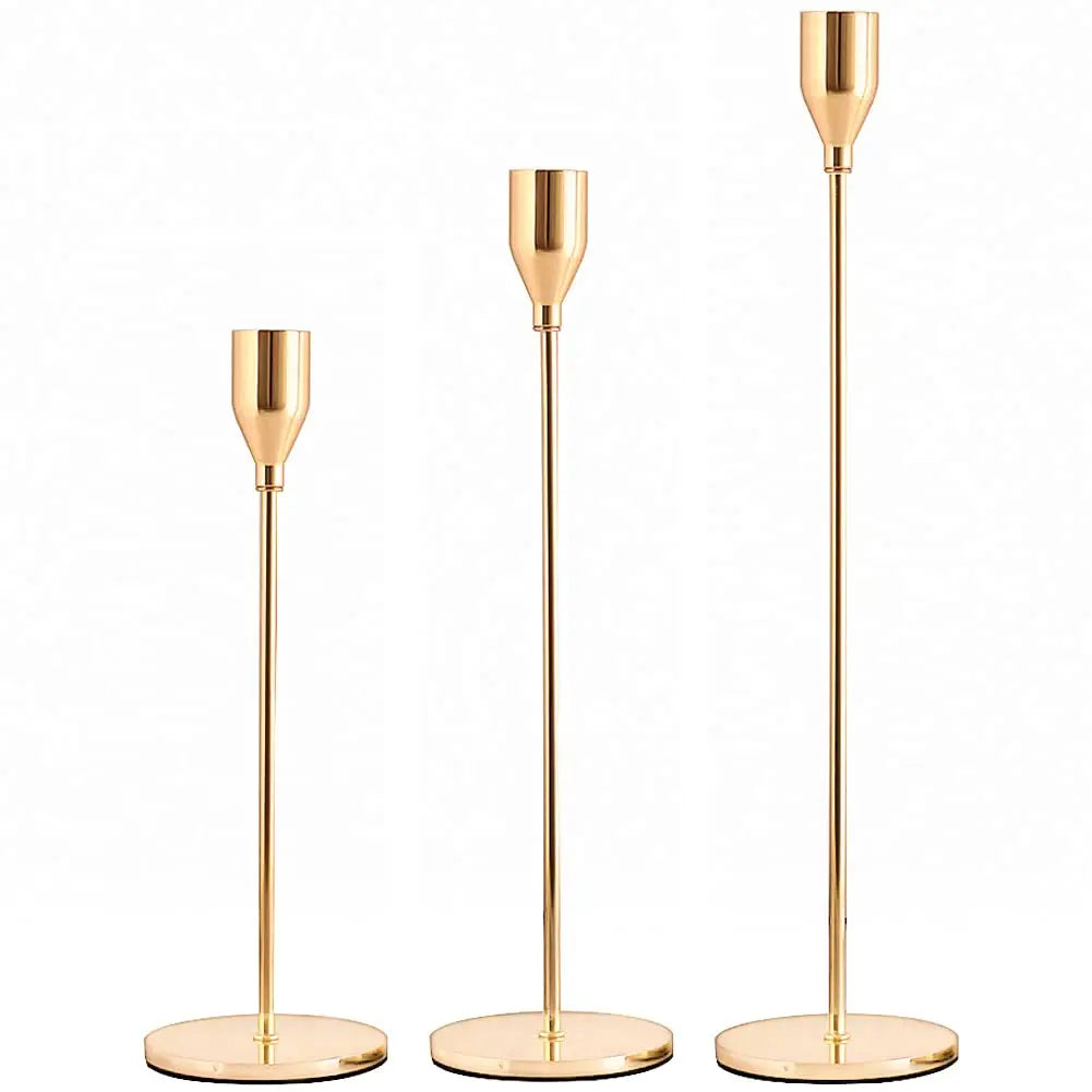 3Pcs/Set  Metal Candle Holders Simple Golden Decoration Living Room