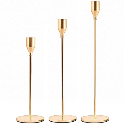 3Pcs/Set  Metal Candle Holders Simple Golden Decoration Living Room