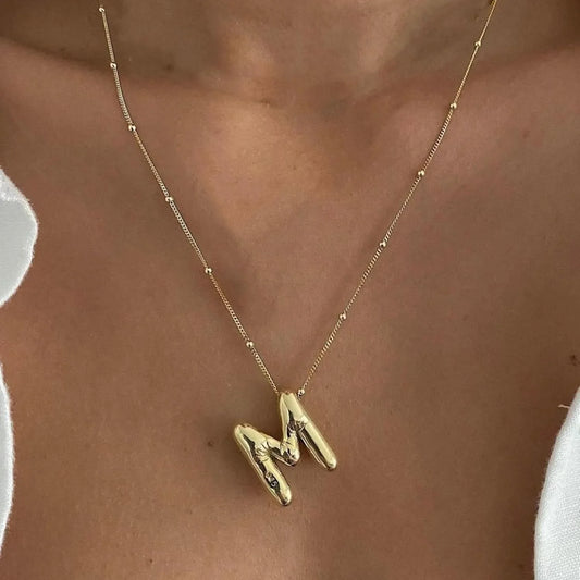 26 Bubble Letters Initial Necklace