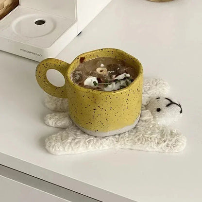 Ceramic Mug Ring Handle Irregular Modern Print Porcelain InsStyle coffee Mug