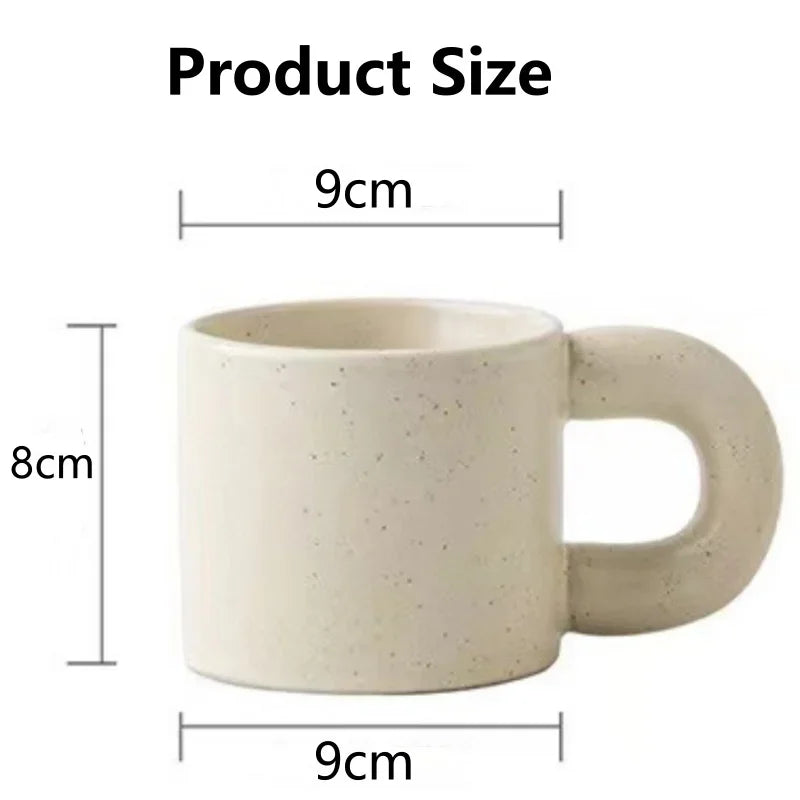 Ceramic Mug Ring Handle Irregular Modern Print Porcelain InsStyle coffee Mug