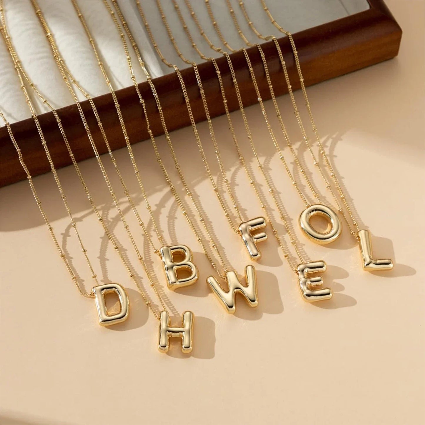 26 Bubble Letters Initial Necklace
