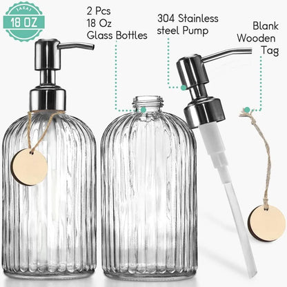 1pcs 400ml Glass Soap Dispenser Refillable Hand Soap Dispenser Premium Bathroom Soap Dispenser