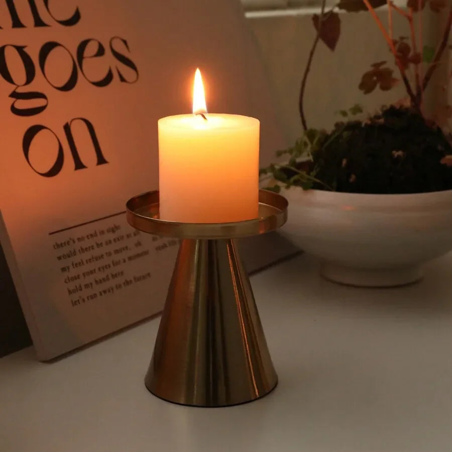 3pcs Copper-Plated Candlestick Set Tea Candle Light Candle Holder