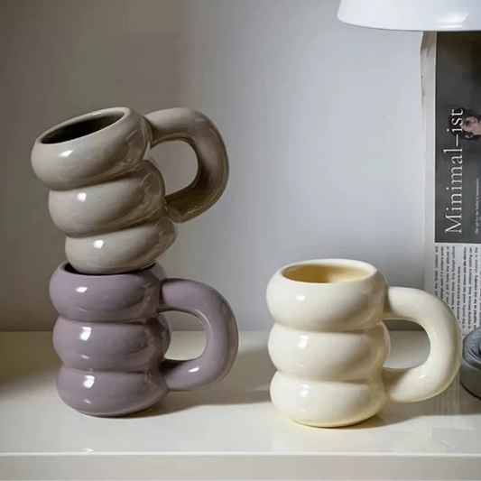 Cute Donut Ceramic Mug With Handle Nordic Style Coffee Cup
