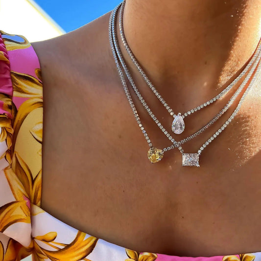 5 Colors Heart Shaped Stone Classic Tennis Necklace