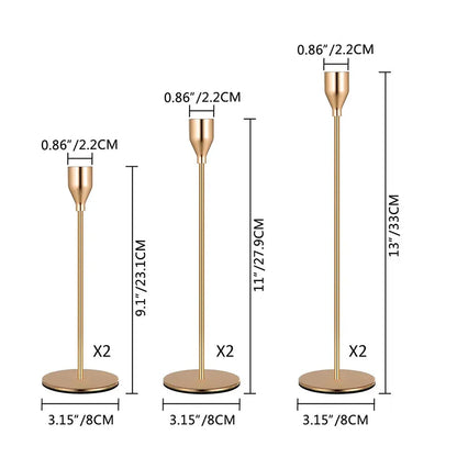 3Pcs/Set  Metal Candle Holders Simple Golden Decoration Living Room