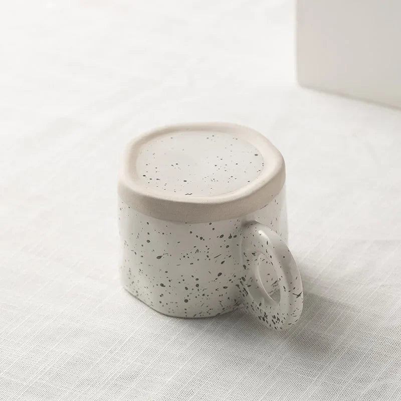 Ceramic Mug Ring Handle Irregular Modern Print Porcelain InsStyle coffee Mug