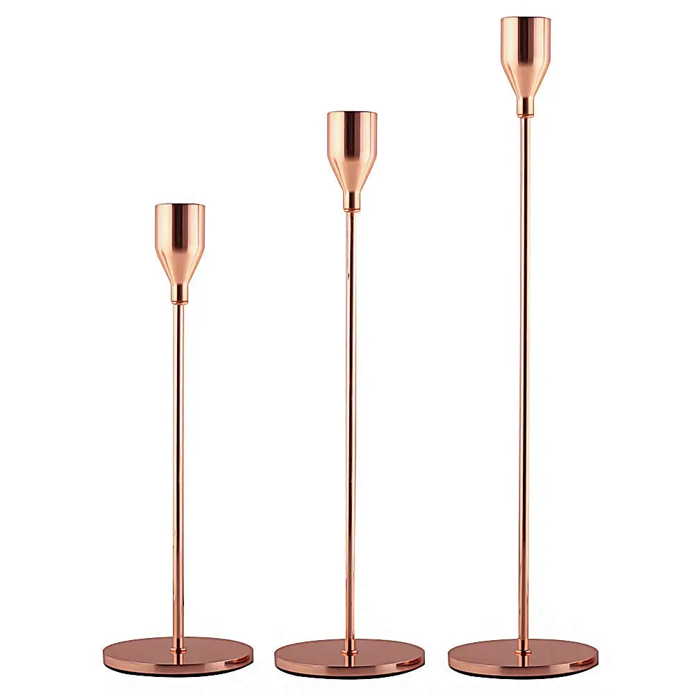 3Pcs/Set  Metal Candle Holders Simple Golden Decoration Living Room