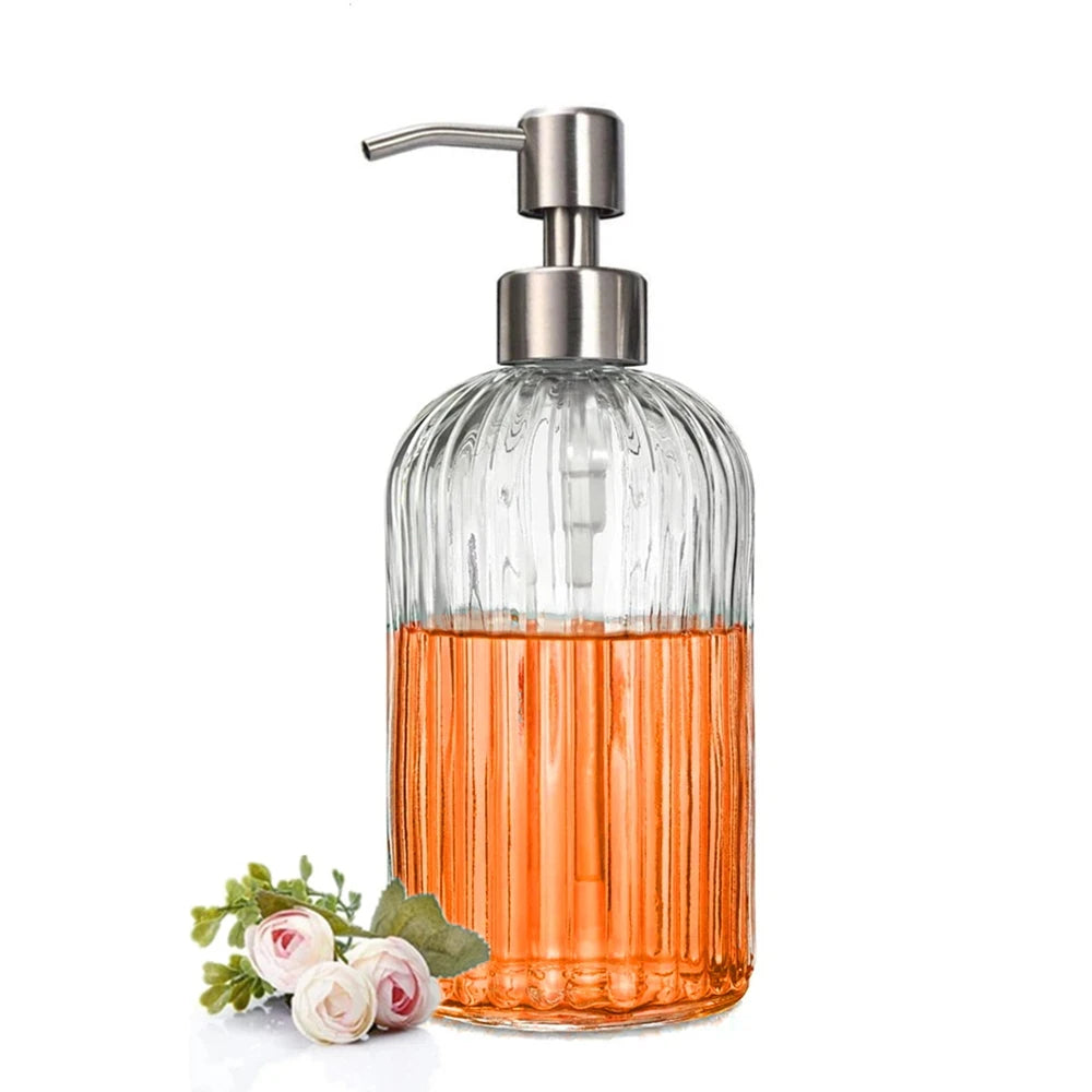 1pcs 400ml Glass Soap Dispenser Refillable Hand Soap Dispenser Premium Bathroom Soap Dispenser