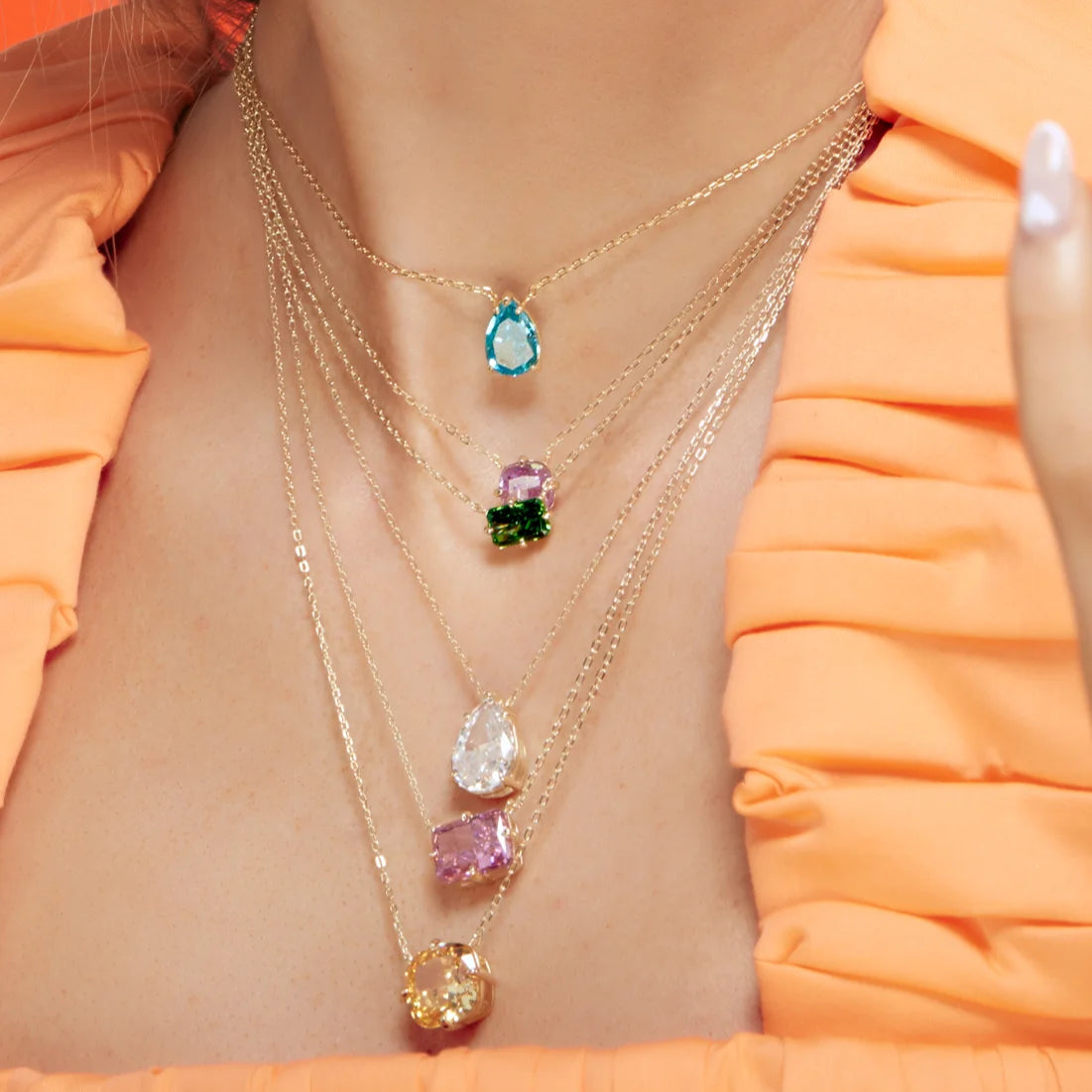 Big Geometric Tear Drop Colorful Necklace