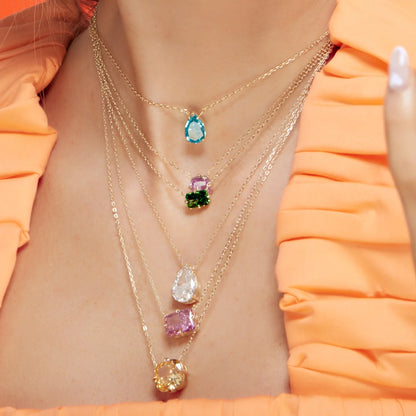 Big Geometric Tear Drop Colorful Necklace