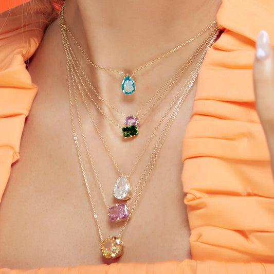 Big Geometric Tear Drop Colorful Necklace