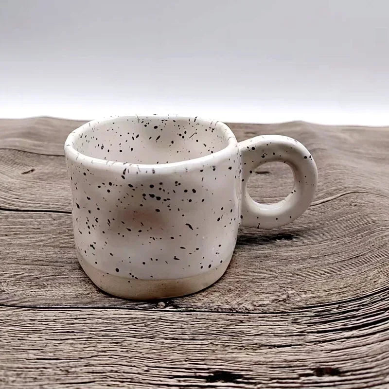 Ceramic Mug Ring Handle Irregular Modern Print Porcelain InsStyle coffee Mug