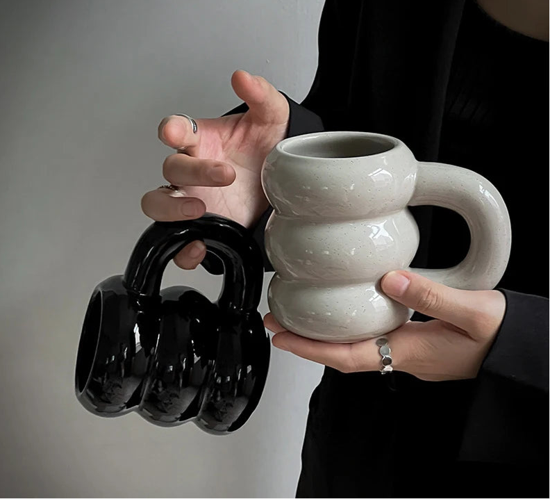 Cute Donut Ceramic Mug With Handle Nordic Style Coffee Cup