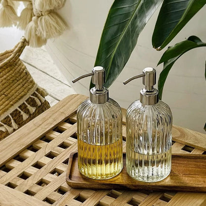 1pcs 400ml Glass Soap Dispenser Refillable Hand Soap Dispenser Premium Bathroom Soap Dispenser